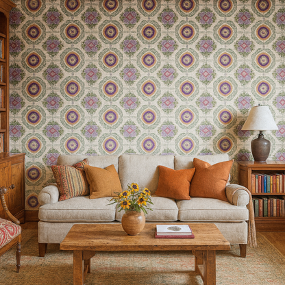 Stitch & Rosette Revival Wallpaper