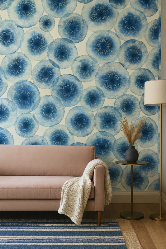 Indigo Fungi Bloom Wallpaper