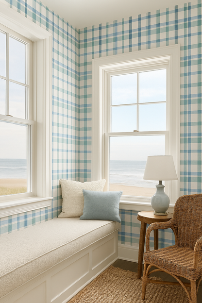 Coastal Check Wallpaper