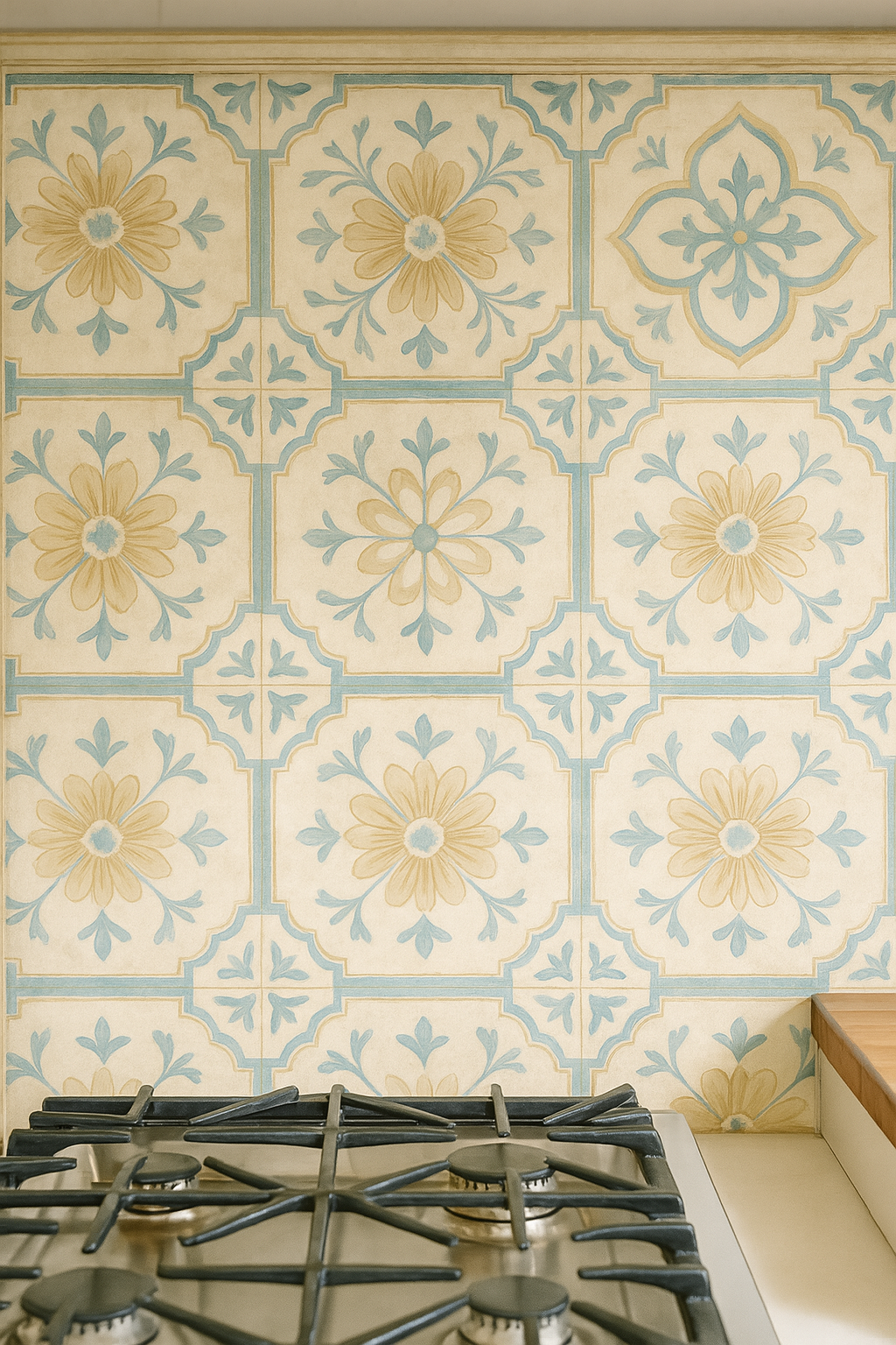 Vintage Provence Tile Wallpaper