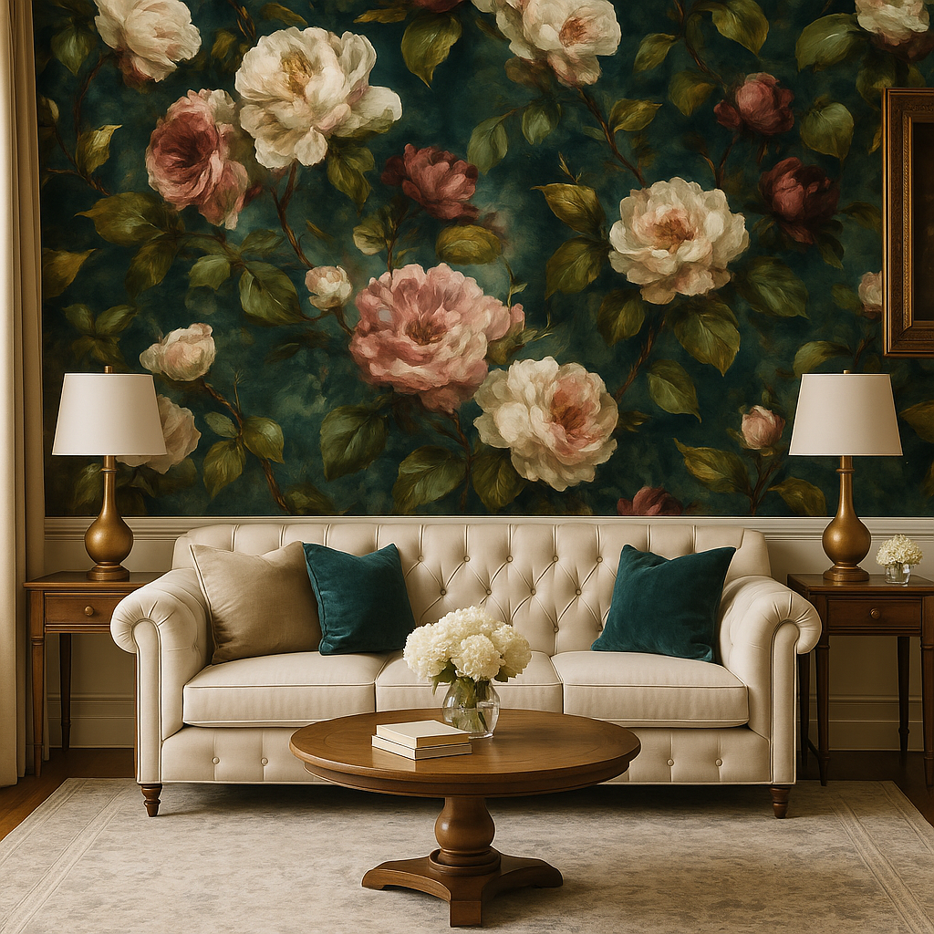 Midnight Peony Bloom Wallpaper