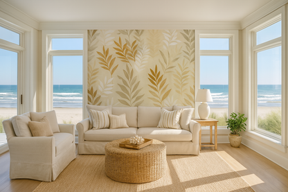 Sand & Shadow Leaves Wallpaper