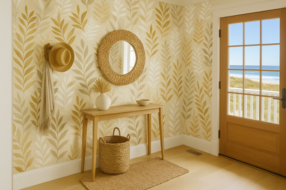 Sand & Shadow Leaves Wallpaper