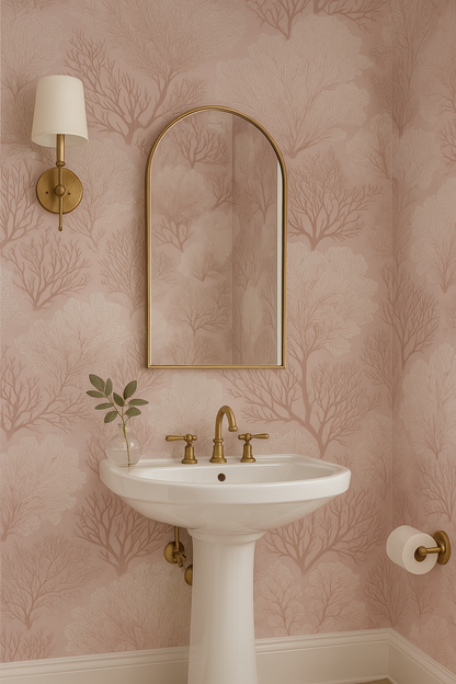 Blush Coral Forest Wallpaper