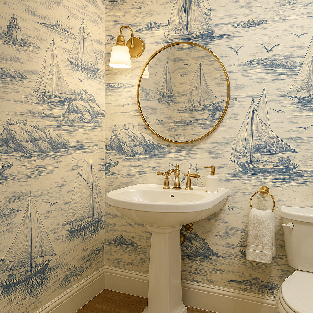 Sailor’s Sketch Toile Wallpaper