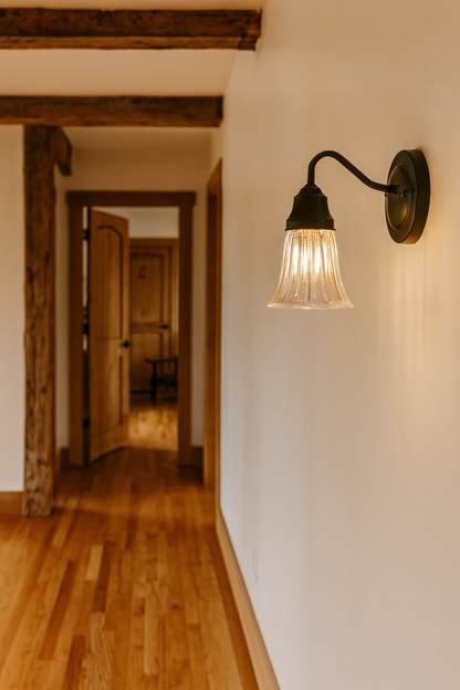 Thick Holophane Clear Glass Wall Sconce or Pendant Light