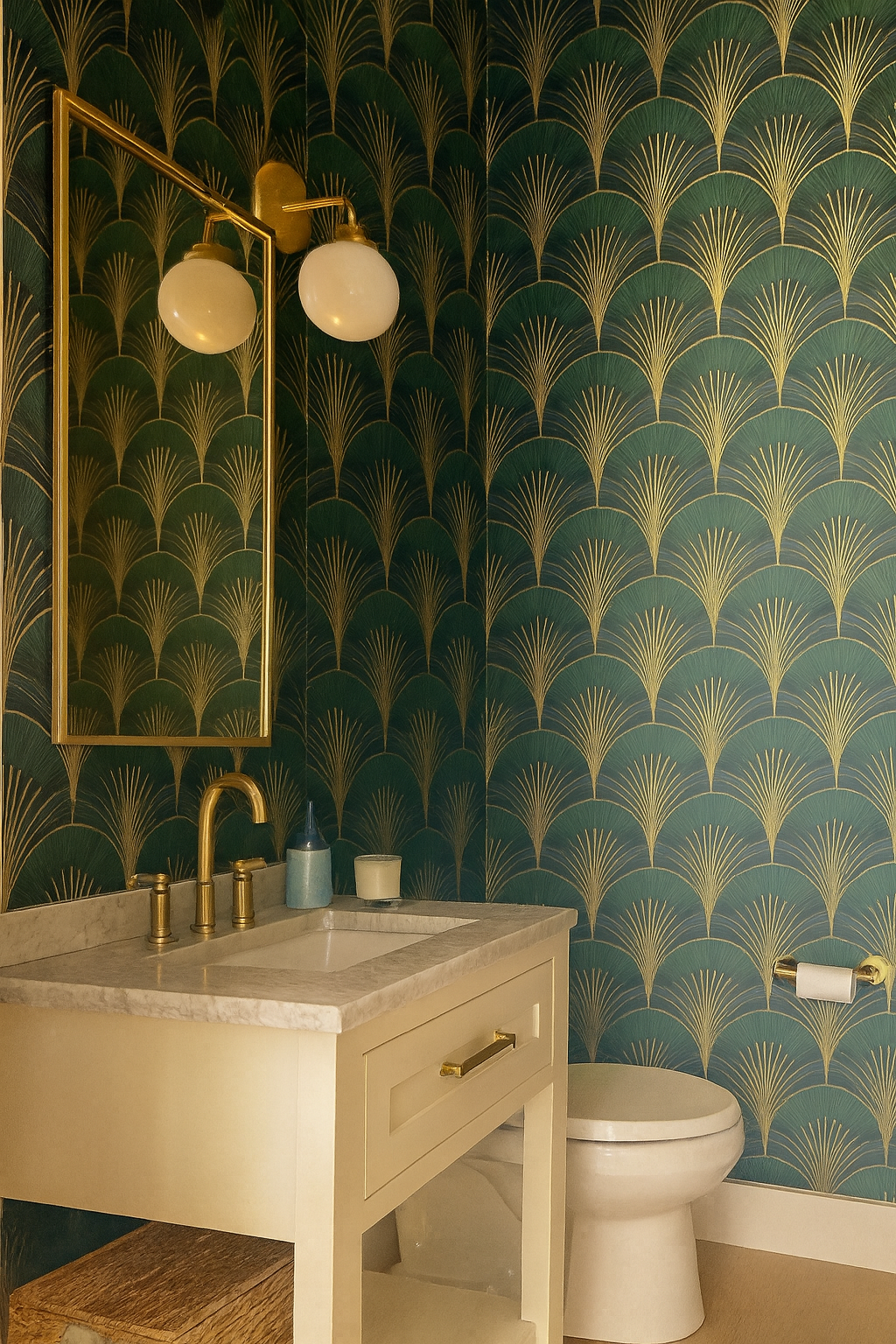 Emerald Deco Bloom Wallpaper