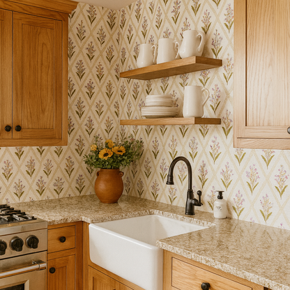 Lavender Lattice Whimsy Wallpaper