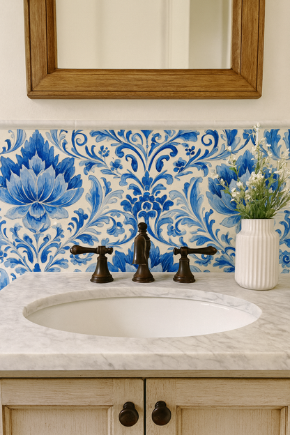 Blue Delft Garden Wallpaper