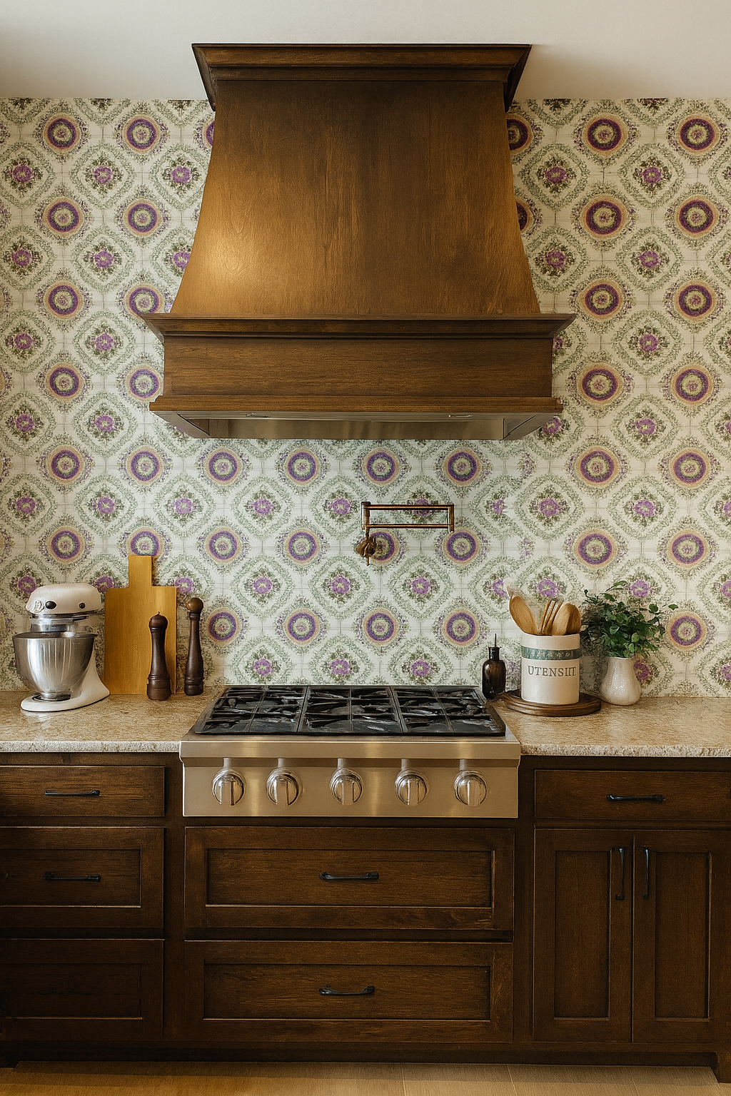 Stitch & Rosette Revival Wallpaper