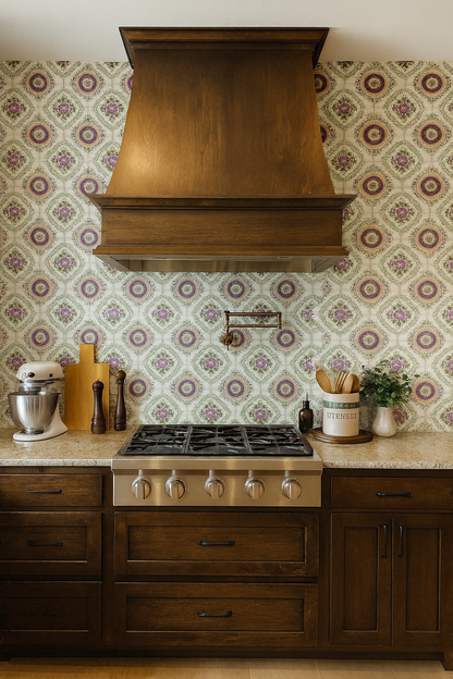 Stitch & Rosette Revival Wallpaper