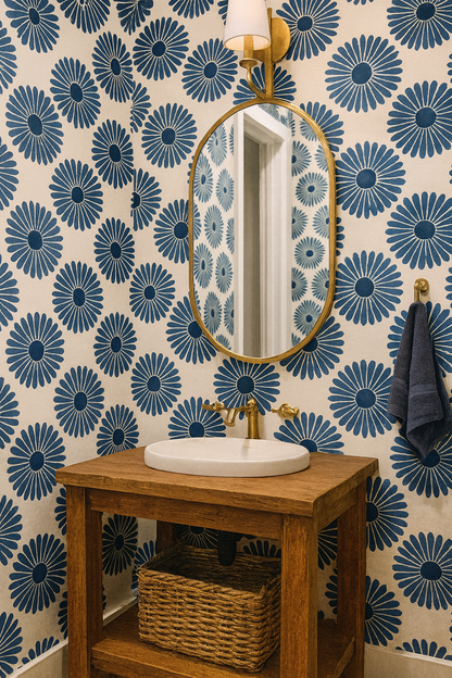 Indigo Bloom Pop Wallpaper