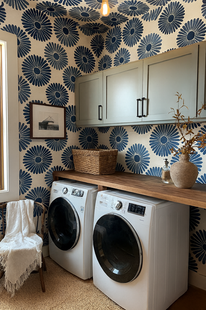 Indigo Bloom Pop Wallpaper