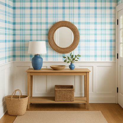 Coastal Check Wallpaper