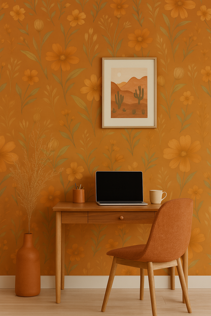 Terracotta Blooms Wallpaper