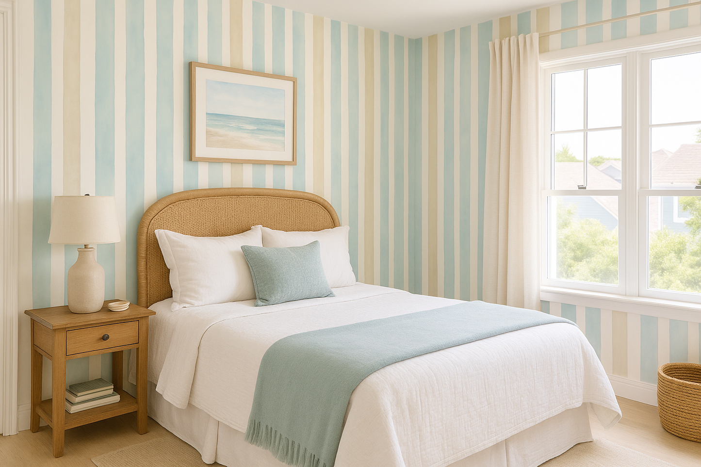 Seaside Linen Stripes Wallpaper
