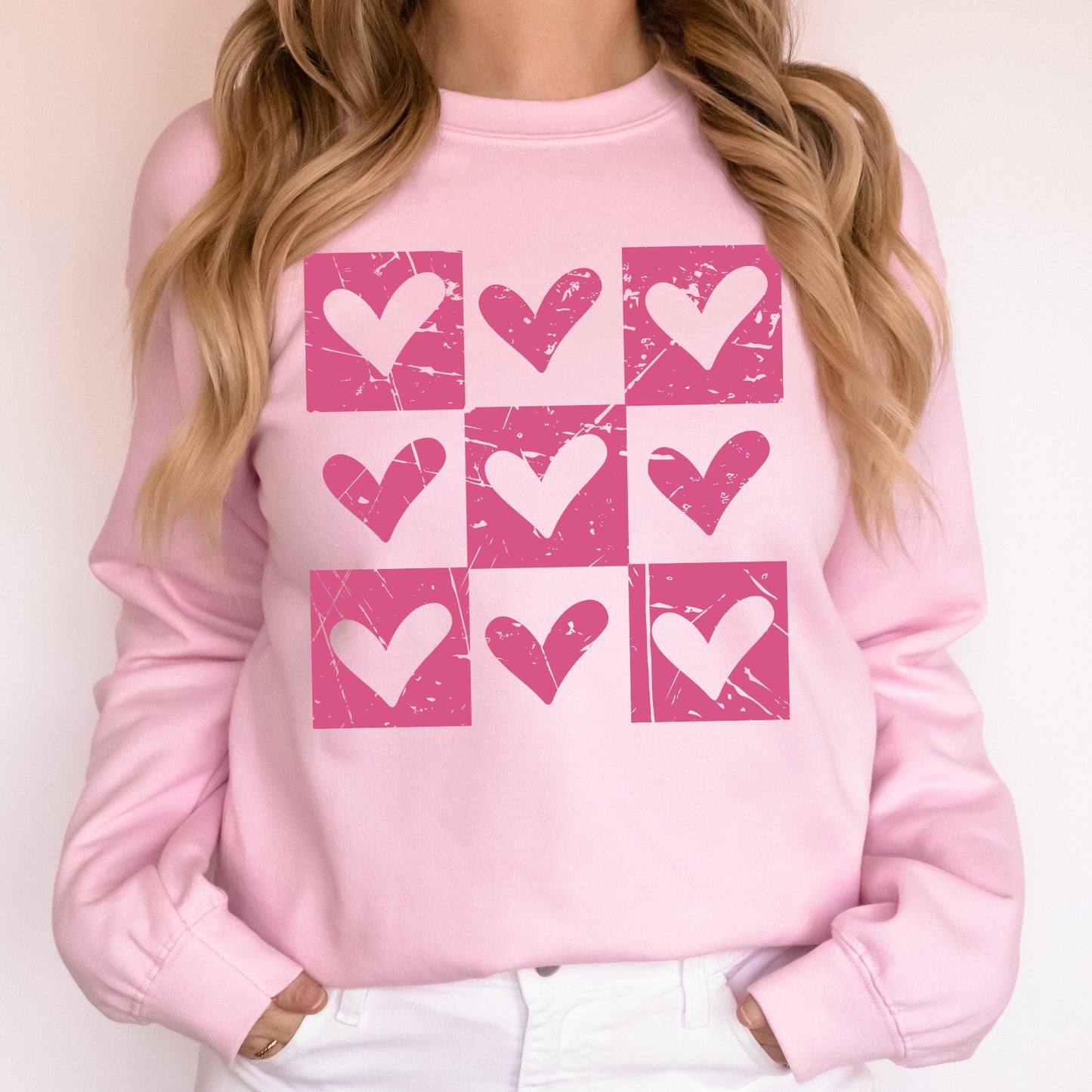 Checkered Hearts, Retro, Minimalist, Love, Valentine's Day Sweatshirt