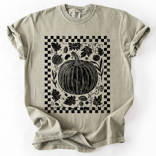 Checkered Pumpkin, Minimalist, Autumn, Fall, Comfort Colors T-Shirt
