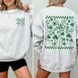Checkered, Bow, Coquette, St Patrick's Day, Shamrock, Clover, Lucky, Leprechaun Sweatshirt
