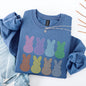Checkered, Faux Glitter Bunnies, Easter, Bunny, Jesus, Rabbit, Holiday Sweatshirt