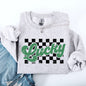 Checkered, Lucky, Retro, Vintage, St Patrick's Day, Shamrock, Clover, Lucky, Leprechaun Sweatshirt