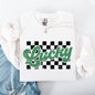 Checkered, Lucky, Retro, Vintage, St Patrick's Day, Shamrock, Clover, Lucky, Leprechaun Sweatshirt