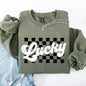 Checkered, Lucky, Retro, Vintage, St Patrick's Day, Shamrock, Clover, Lucky, Leprechaun Sweatshirt