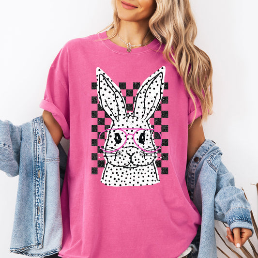 Checkered, Retro, Polka Dot, Easter, Bunny, Jesus, Rabbit, Holiday Tshirt Comfort Colors T-Shirt