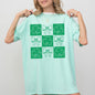 Checkered, Retro, Ribbon, Bows, St Patrick's Day, Shamrock, Clover, Lucky, Leprechaun Tshirt Comfort Colors T-Shirt