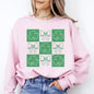Checkered, Retro, Ribbon, Bows, St Patrick's Day, Shamrock, Clover, Lucky, Leprechaun Sweatshirt