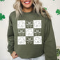 Checkered, Retro, Ribbon, Bows, St Patrick's Day, Shamrock, Clover, Lucky, Leprechaun Sweatshirt