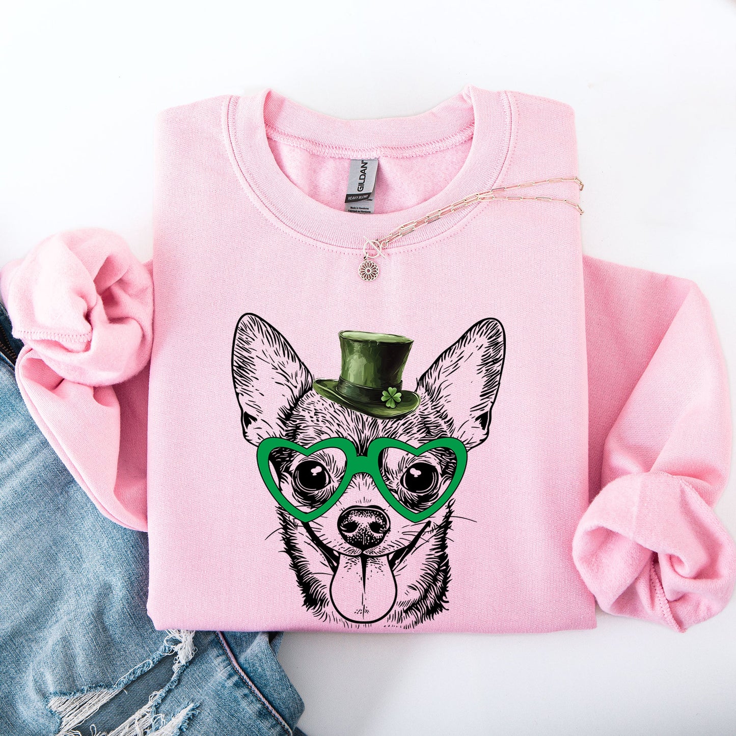 Chihuahua, Adorable Dog, St Patrick's Day, Lucky, Irish Sweatshirt