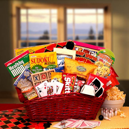 Fun & Games Gift Basket - get well soon basket -  get well soon gifts