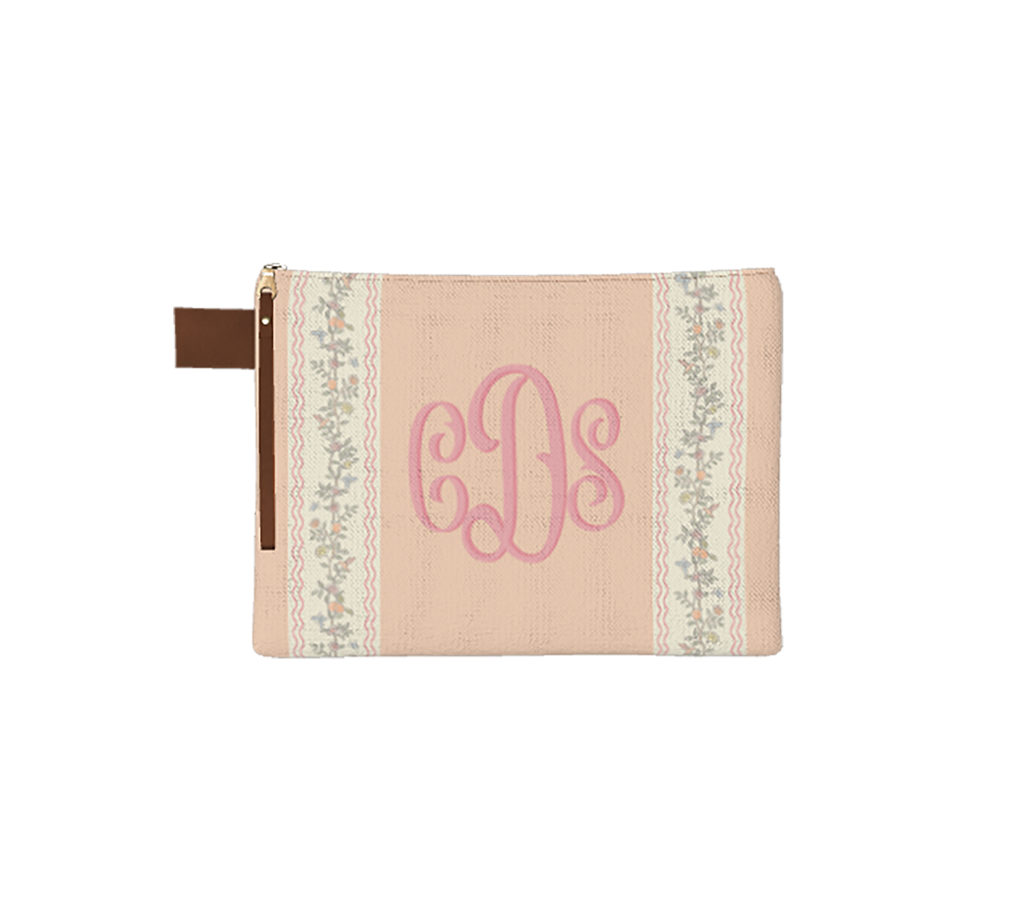 Chinoiserie Stripes Monogram Zipper Pouch