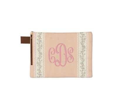 Chinoiserie Stripes Monogram Zipper Pouch