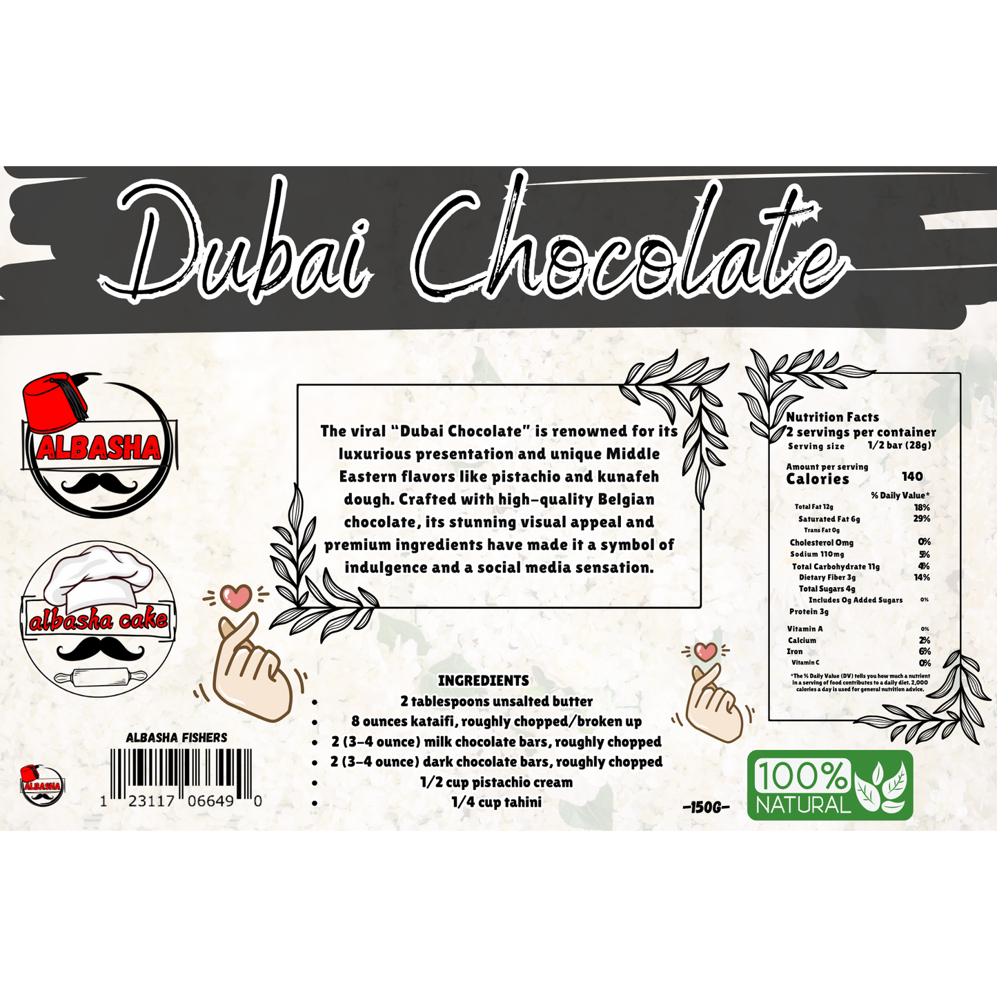 Dubai Chocolate - Exquisite Kunafeh Pistachio Chocolate - Rich Creamy Indulgence with Exotic Flavor