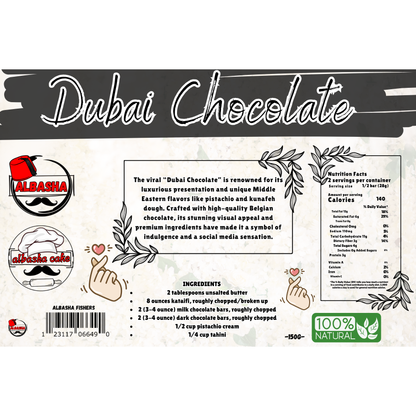 Dubai Chocolate - Exquisite Kunafeh Pistachio Chocolate - Rich Creamy Indulgence with Exotic Flavor