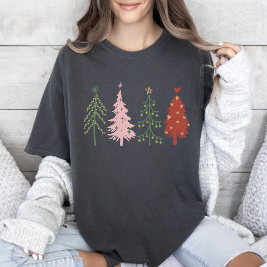 Cute Christmas Trees Comfort Colors Tshirt, Vintage Trees Christmas Shirt