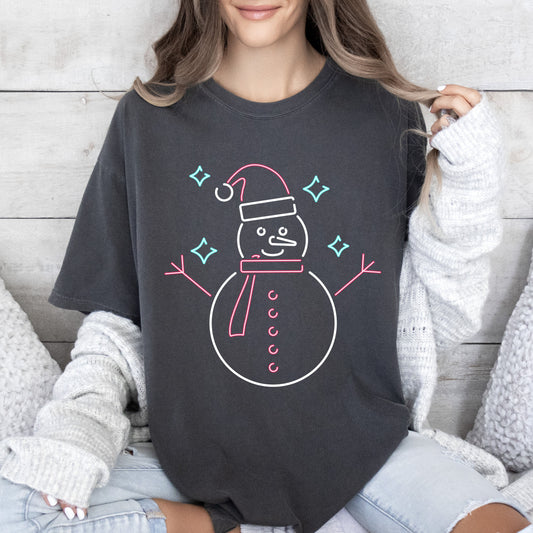 Cute Snowman Christmas Comfort Colors Tshirt, Vintage Christmas Tee