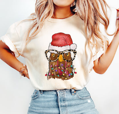 Tangled Chicken Funny Christmas Comfort Colors Tshirt, Funny Christmas Animal Tee