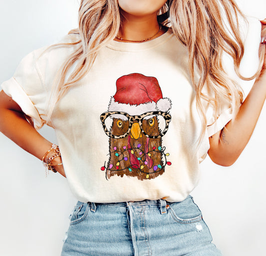 Tangled Chicken Funny Christmas Comfort Colors Tshirt, Funny Christmas Animal Tee