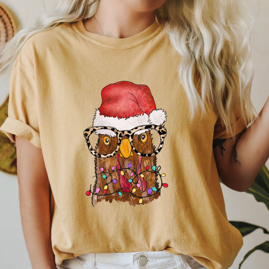 Tangled Chicken Funny Christmas Comfort Colors Tshirt, Funny Christmas Animal Tee