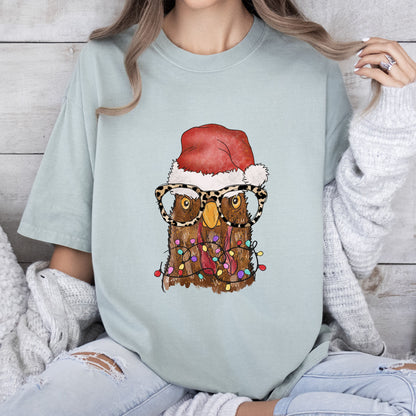Tangled Chicken Funny Christmas Comfort Colors Tshirt, Funny Christmas Animal Tee