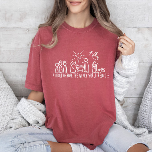 A Thrill of Hope Retro Comfort Colors Tshirt, Vintage Nativity Christmas Tee