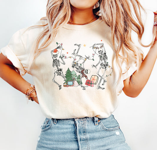 Tangled Skeletons Christmas Comfort Colors Tshirt, Vintage Christmas Shirt