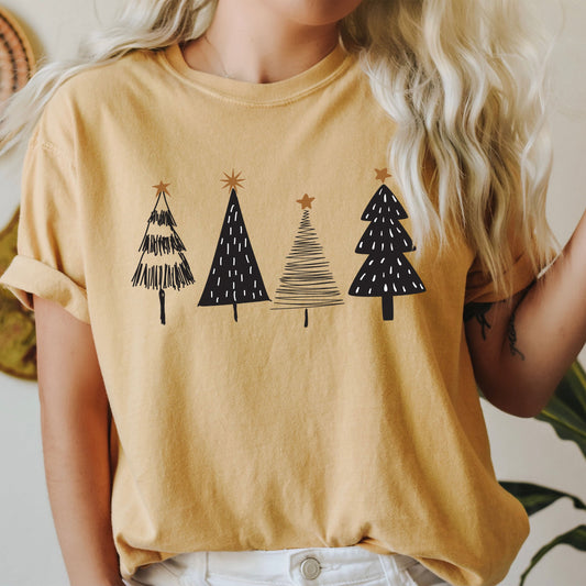 Chic Christmas Trees Comfort Colors Tshirt, Bright Christmas Trees Shirt