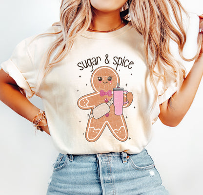 Sugar & Spice Christmas Comfort Colors Tshirt, Funny Christmas Shirt