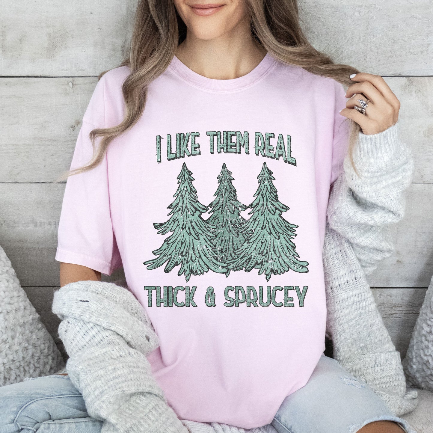 I Like Them Real Thick Christmas Comfort Colors Tshirt, Retro Christmas Tee