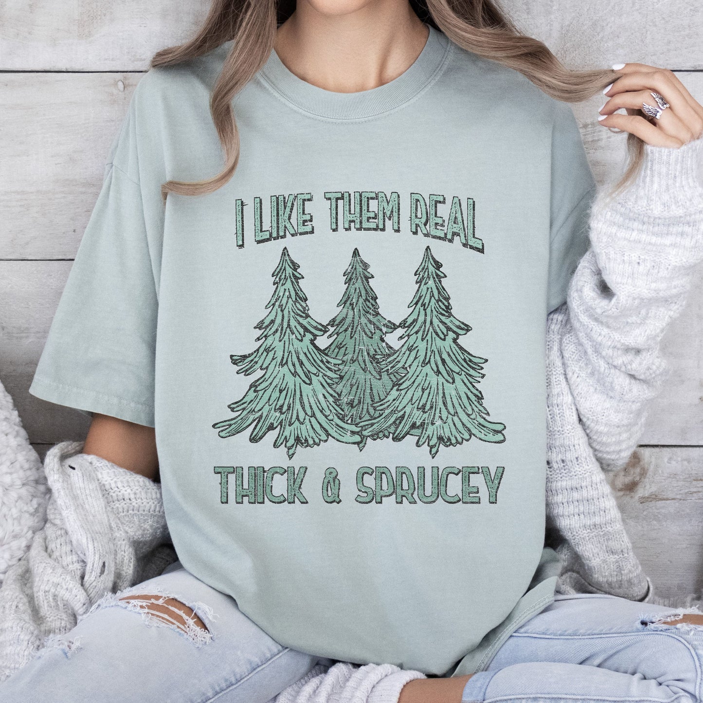 I Like Them Real Thick Christmas Comfort Colors Tshirt, Retro Christmas Tee
