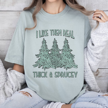 I Like Them Real Thick Christmas Comfort Colors Tshirt, Retro Christmas Tee